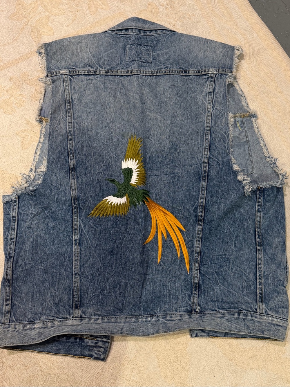 NWOT Carmar Denim Vest with Embroidery Sz S